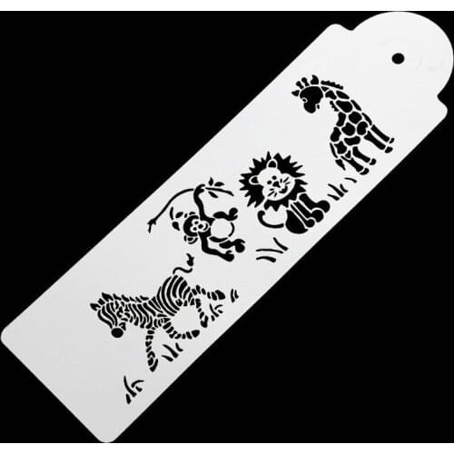 Cute Giraffe Zebra Monkey Lion Cake Mould Cake Stencil Airbrush Painting Mold Cookies Fondant Cake Mousse Decorating Mold