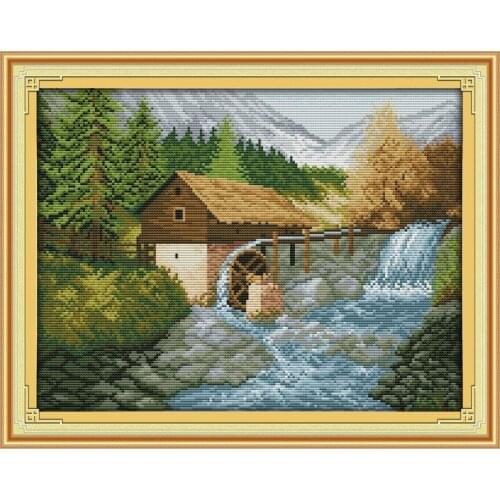 Everlasting Love Bridge River (2) Chinese Cross Stitch Kits Ecological Cotton 11 14CT Stamped DIY Christmas Decorations For Home