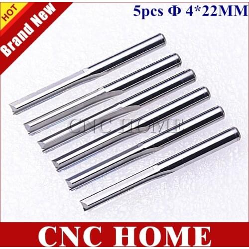 5pcs 4*22MM Two Double Straight Flute Milling Cutter MDF CNC Engraving Bit Wood Router Bits Sets Carbide End Mill