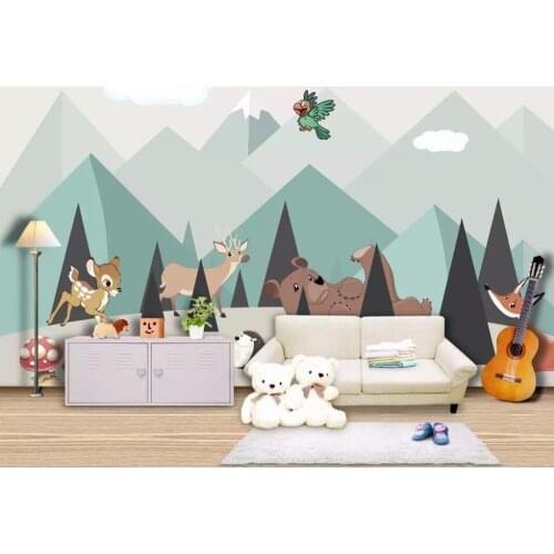 XUE SU Wall covering custom large wallpaper 3D mural hand-painted animal childrens room Nordic style TV background wall