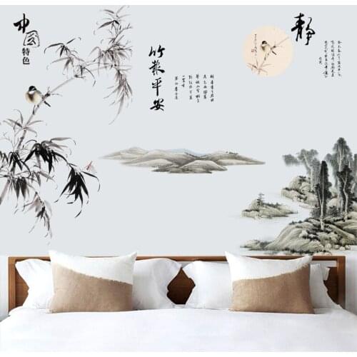 Landscape Painting Wall Stickers Home Decor Living Room Bedroom Wallpaper Chinese Style TV Sofa Backdrop Wall Art Mural
