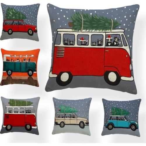 Cartoon Christmas Print Cushion Covers Black Cat Antler Throw Pillows Party Children Room Decoration 43cm Kids Gift Pillowcases