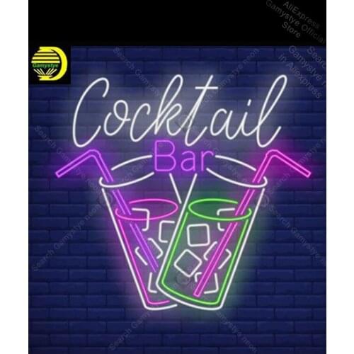 Neon Sign for Cocktail Ice cup Neon Bulb sign handcraft signboard neon light Neon Bulbs Decorative Polis Signage Shop Games Neon