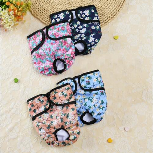 Floral print Dog Diapers Physiological Pet Pants Washable Dog Sanitary Panties Shorts Underwear Cute Briefs for Female Dogs