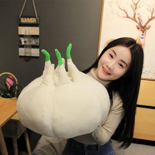 Creative Simulation Garlic Head Pillow Doll Green Vegetable Toy Pillow Deco Girl Birthday Gift 32x.38cm DY50809