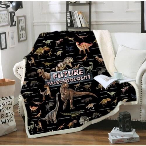 Bedding Outlet Dinosaur Fluffy Blanket Jurassic Soft Blanket Boys 3D Animal Sherpa Blanket Tyrannosaurus Fleece Blanket style-1
