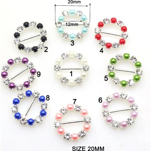 Mix Color Rhinestone Round Buckles 10pcs/lot 20mm Sewing Buckle Accessories Wedding Invitation Supply Decoration