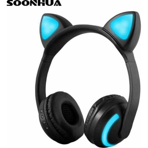SOONHUA Cat Ear Bluetooth headphones V4.2 Gaming Headset Stereo Earphone LED Flashing Glowing For PC Mobile Phone Gift for Kid