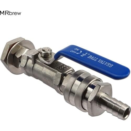 Stainless Steel 304 Weldless Kettle one-Piece Ball Valve Kit with 1/2" Quick Disconnect kits, Home Brewer Hardware