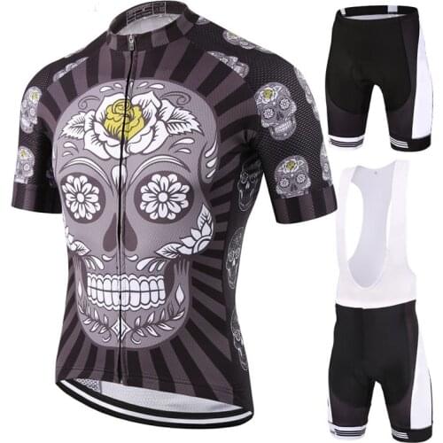 Funny Mens Cycling Jersey Sets Personality Summer BreathableBike Bicycle Clothing Short Sleeve Bib Pants Anti-UV MTB Sportwear