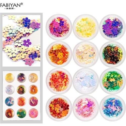 12 Pot Nail Art Mixed Colors Flower Nail Art Decoration Acrylic UV Gel Polish Design Sequins Craft Paillette Accessories