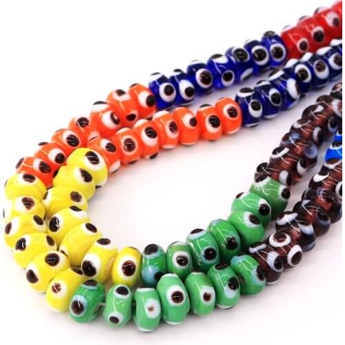 20pcs/lot Flat Round Eye Lampwork Beads 10mm Mini Glass Pendants For DIY Making Necklace Earrings Random Mixed Fashion Charms