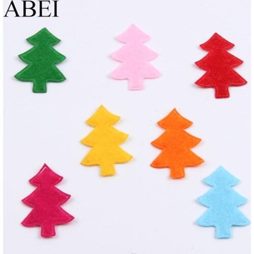 200pcs/lot Christmas Tree Patch Felt Fabric Accessory DIY Handmade Felt Pads Scrapbooking Cards Decoration Ornaments