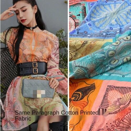 2021 European and American Spring and Summer 100 % Cotton Printing Fabric Square Ethnic Style Colorful Cotton Clothing Fabric