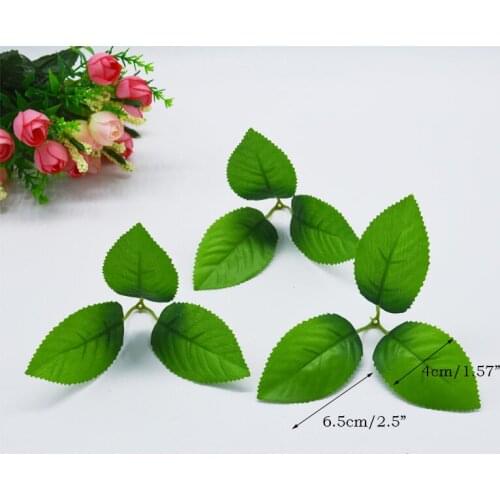 40pcs Artificial Silk Rose Leaves Stem Artificial Greenery For Wedding Decor DIY Floral Craft Bouquet Garland Flower Supplies