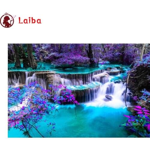 5D round Diamond Embroidery Natural scenery, waterfall, forest Diamond Painting Full Square Mosaic Cross Stitch Handmade Gift