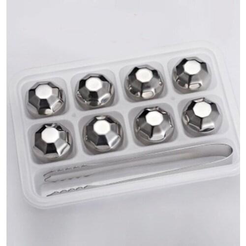 8pcs set Stainless Steel Whisky Ice Cubes/Bar KTV Supplies Magic Wiskey/Wine/Beer cooler Rocks Ice Coolers Holder Boxed