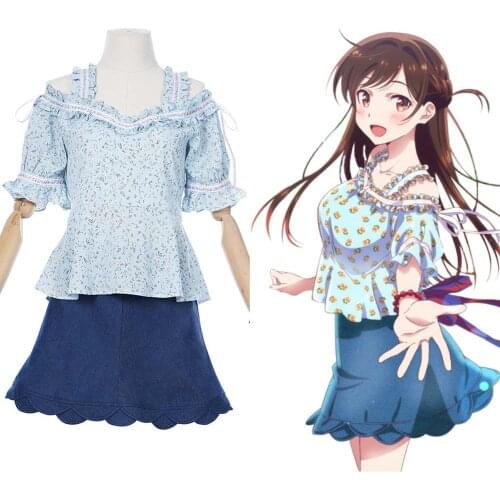 Rent A Girlfriend Ichinose Chizuru/Mizuhara Chizuru Cosplay Costume Girl Top+Skirt Suit Halloween Carnival Costumes