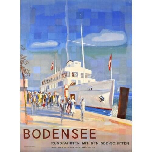 BodenseeRundfahrten Baumberger Germany Travel Ad Beauty View Retro Vintage Poster Canvas Painting Wall Art Home Posters Decor