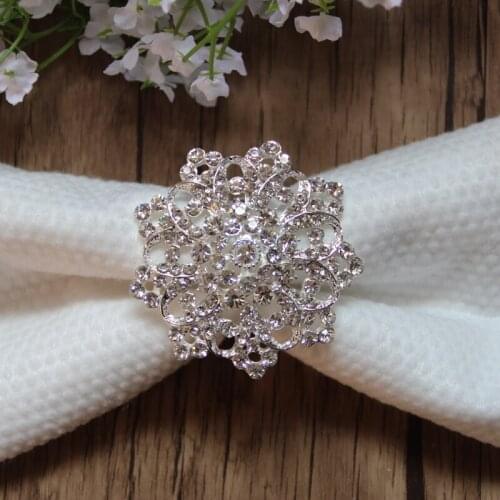 Fast Shipping 20pcs/lot Rhinestone Napkin Ring Serviette Holder Wedding Decoration Party Favor LSNR015
