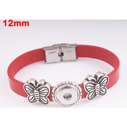 DIY Hot Sale Christmas Retro Leather 12mm Snap Button Bracelet Bt652