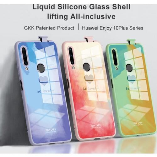 GKK Luxury Tempered Glass Case For Huawei Honor 9X Pro P Smart Z Y9 Prime 2019 Liquid Silicone Anti-knock Protection Case Cover