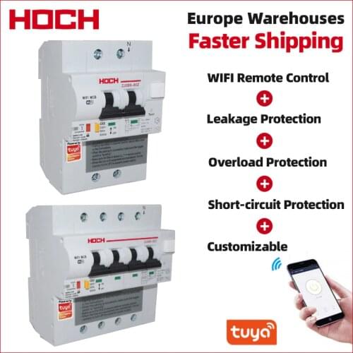HOCH ZJSB9-80Z RCBO Leakage Protection WIFI Circuit Breaker FACTORY Timer Remote Control 2P 4P Tuya APP wireless smart Switch