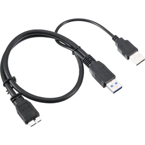Mayitr New 50cm HDD USB 3.0 Cable Black High Quality HDD USB A Male To Micro B Y Cable For Mobile Hard Drive