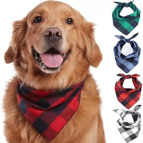 Pet classic plaid triangle saliva towel small medium-sized dogs cats suitable for autumn winter fleece scarves dog accessories