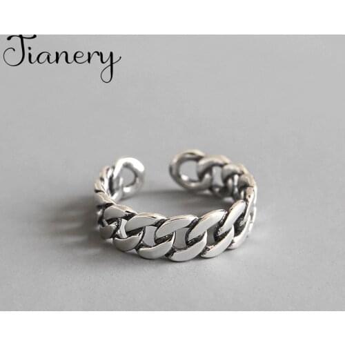 JIANERY Trendy Silver Color Hollow Chain Rings For Women Bridal Wedding Engagement Jewelry Large Opening Antique Rings