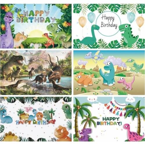 Laeacco Birthday Backdrops Jungle Party Jurassic World Dinosaur Newborn Photography Backgrounds Baby Shower Photophone Photocall