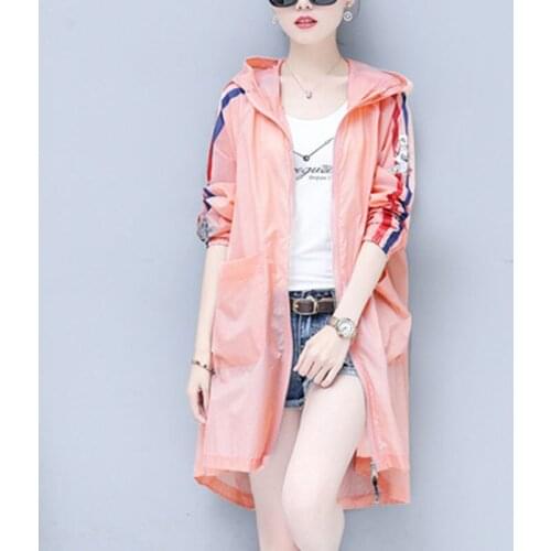 Summer new fashion mid-length sun protection clothing women loose large size thin wild cardigan jacket tide