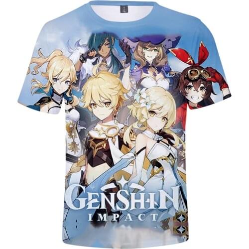 2021 Hot Game Genshin Impact Print 3D T-shirts Men Women Summer Short O-neck Fashion Streetwear Plus Size Pullovers Clothes
