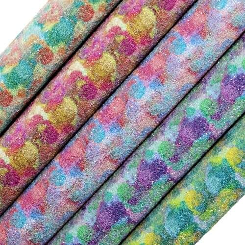 A4 sheet 8"x11.8" Printed Chunky Glitter Fabric Leather Faux PU Leather Fabric For craft Sewing bows DIY 1pieces F0260