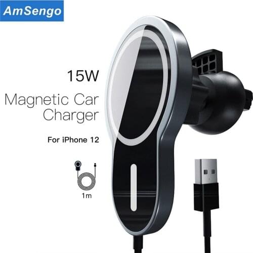 For iPhone 12 Pro Max 12Mini 15W Magnetic Car Wireless Charger Phone Car Holder Air vent Magnet Adsorbable Car Mount