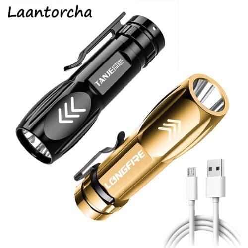 Mini Portable Led flashlight Waterproof Powerful flashlight Aluminum Alloy Body Rechargeable torch light 3 Switch Mode Flashligh