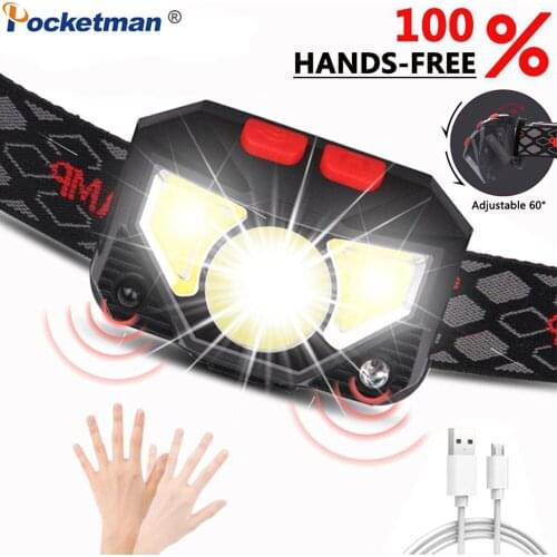 Montion Sensor 6000LM LED Headlamp USB Rechargeable Headlight Ultra Bright Powerful 40W Headlight Waterproof IPX-5 New