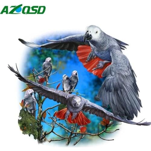AZQSD Full Drill Diamond Painting Parrot Bird Cross Stitch Diamond Embroidery Animal Mosaic Rhinestones Needlework Home Decor