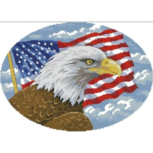 COTTON Lovely Counted Cross Stitch Kit Freedom Eagle Patriotic Spirit Bird dim 39018