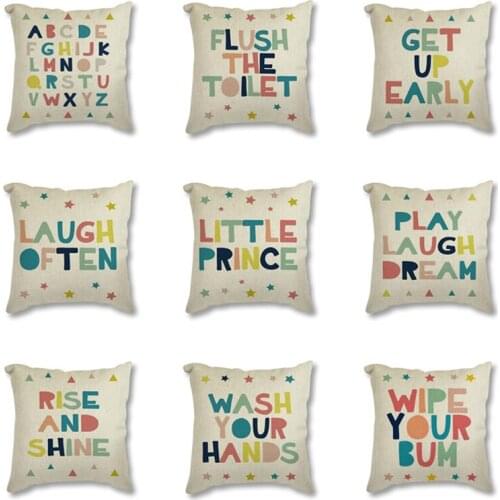 Nordic Linen Cushion Cover Motivational Inspire Quotes Letter Print Throw Pillow Case 45x45cm Seat Cushion For Sofa Home Decor