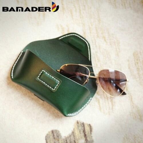2019 New Japanese Style Genuine Leather Glasses Bag Retro Handmade Glasses Set Leather Solid Color Glasses Box Unisex Box