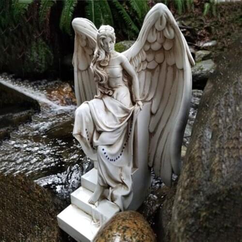 2021 New Nordic Angel Resin Sculpture Accent Piece Modern Decorative Object Desktop Sculpture For Home Office Garden Lawn