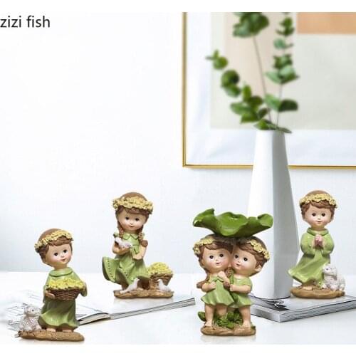 Resin Character Ornaments 5 Piece Set Childrens Room Furnishings Cute Decorative Figurines Desktop Crafts Sculpture Decorations