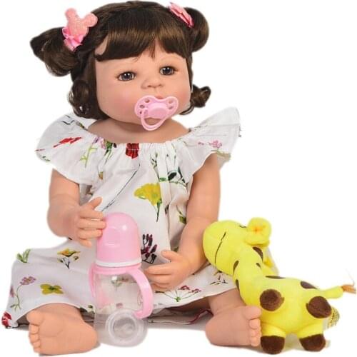 23" Full Silicone Reborn Girl Baby Doll Toy Lifelike handmade photography infant dolls baby Child play house boneca kid toys