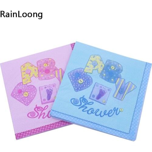 [RainLoong] Printed Pink Baby Shower Paper Napkin For Girl 33cm*33cm 1 pack (20pcs/pack)