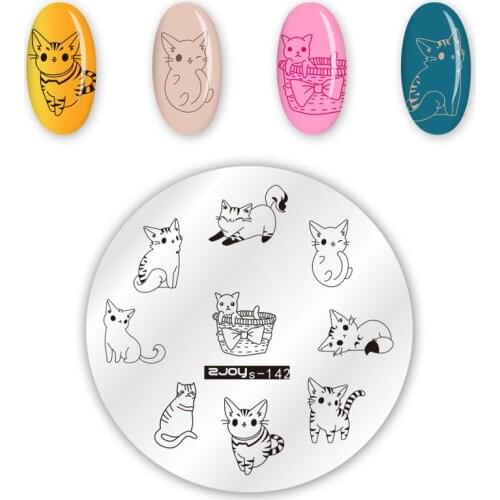 Nail Art Stamping Cut Cat Theme Design DIY Manicure Stamp Template Image Plate Stencil