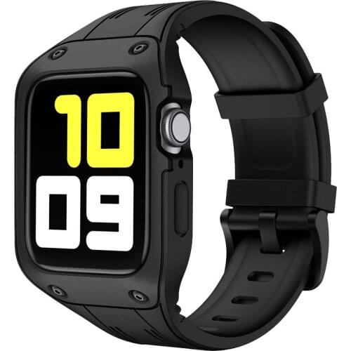 Sport Silicone Band for Apple Watch 6 SE 44mm 42mm Strap Bumper Rugged Protective Case for iWatch Series 4 5 Applewatch Bracelet