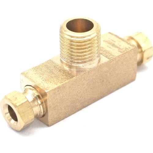 1/8" BSPP male Thread x 4mm OD Tube Tee Brass Compression Connector Fitting Adapter Pipe fitting For Lube Tubing