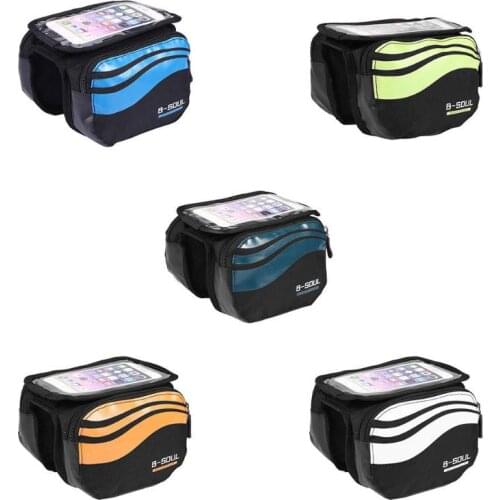 Waterproof Bicycle Bag Bicycle Frame Front Head Top Tube Bag Double IPouch Cycling Pannier For 5.7 inch Smartphone Touch Scree