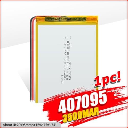1/2/4/Pc 407095 Battery 3500mAH Li-ion Tablet pc battery For 7,8,9 inch tablet 3.7V Polymer lithiumion Battery With High Quality